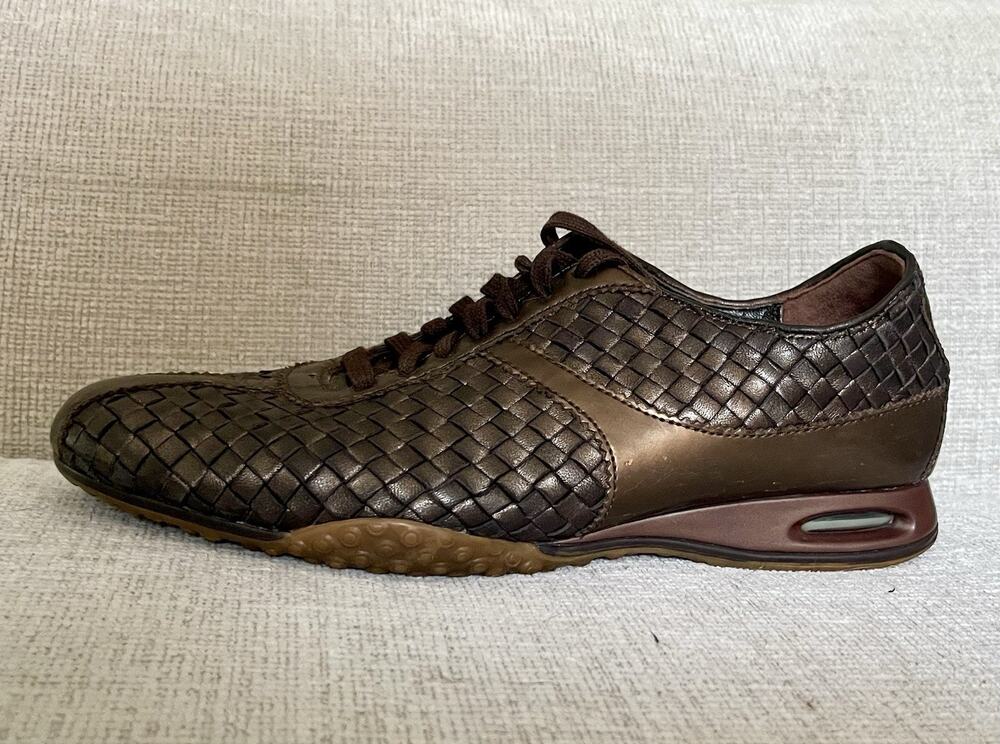 Cole Haan Sadie Woven Leather Sneakers Shoes Brown Bronze Womens Sz 7